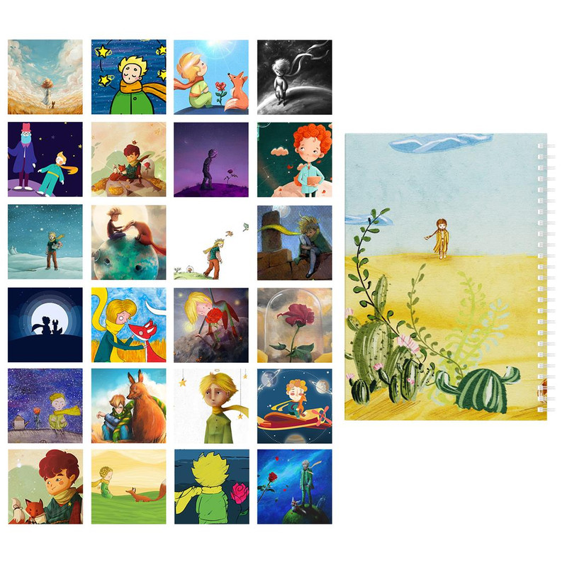 دفتر مشق باژیکان طرح شازده کوچولو کد 20214587 به همراه فتوکارت مجموعه 24 عددی