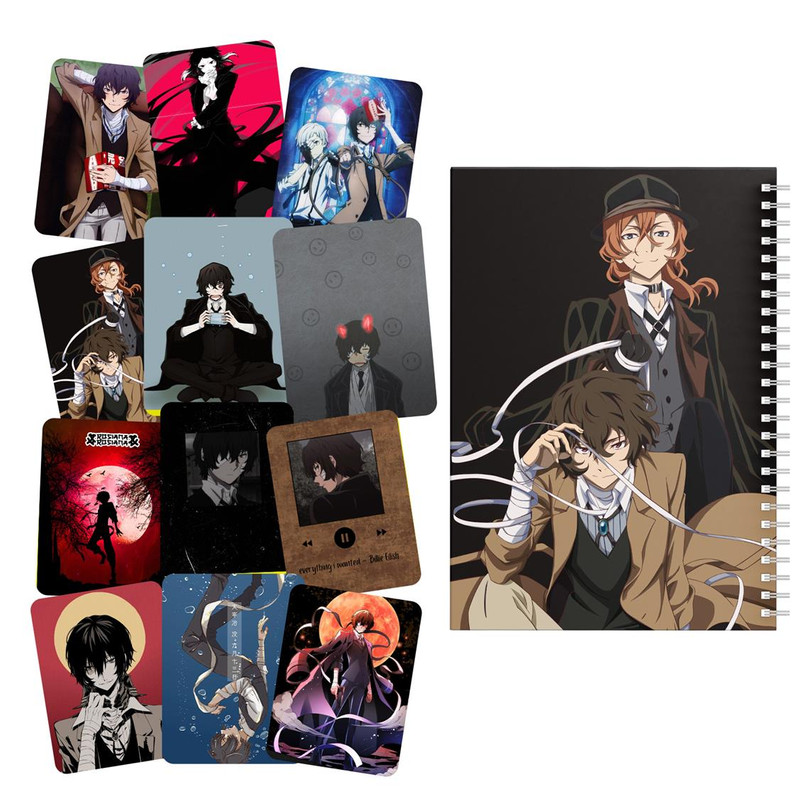 دفتر یادداشت باژیکان طرح انیمه سگ های ولگرد بانگو کد 20111551 به همراه استیکر لپ تاپ مجموعه 12 عددی