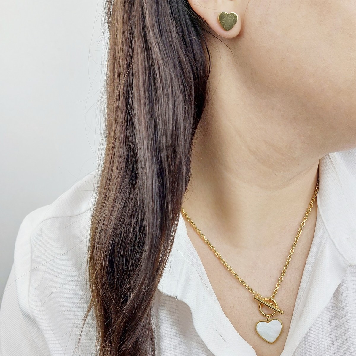 نیمست قلب قفل تی طرح طلا کد 10742