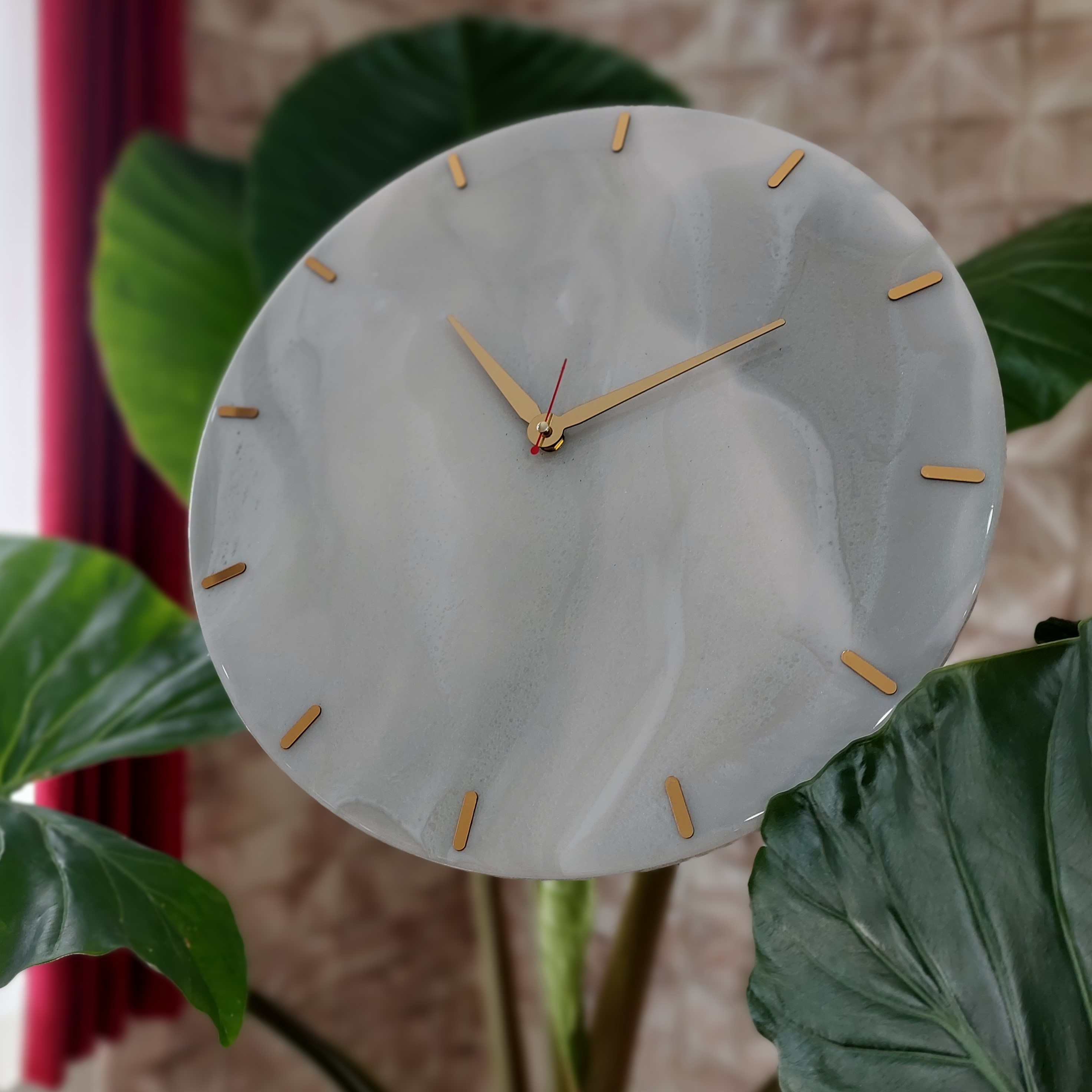 ساعت دیواری رزینی قطر  40 رنگ مرمری 