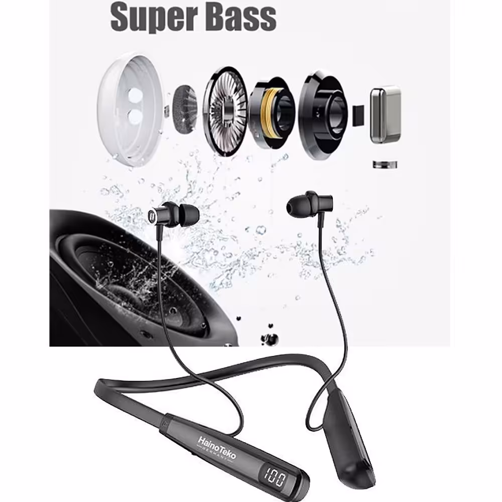 هندزفری بلوتوث هاینو تکو اصلی مدل hn80 با 80 ساعت پخش موزیک مداوم سوپر باس دارای نویز کنسلینگ