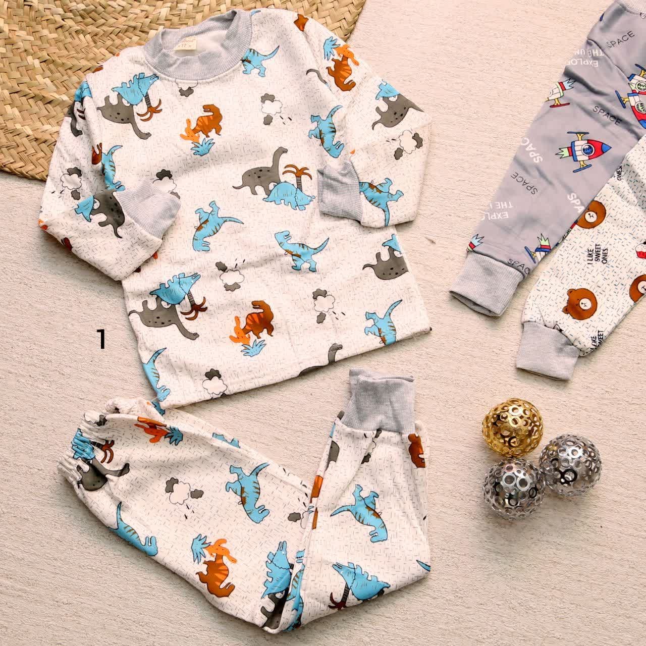 بلوز و شلوار پسرانه تمام چاپ پنبه ای داخل کرک وارداتی 1 تا 5 سال