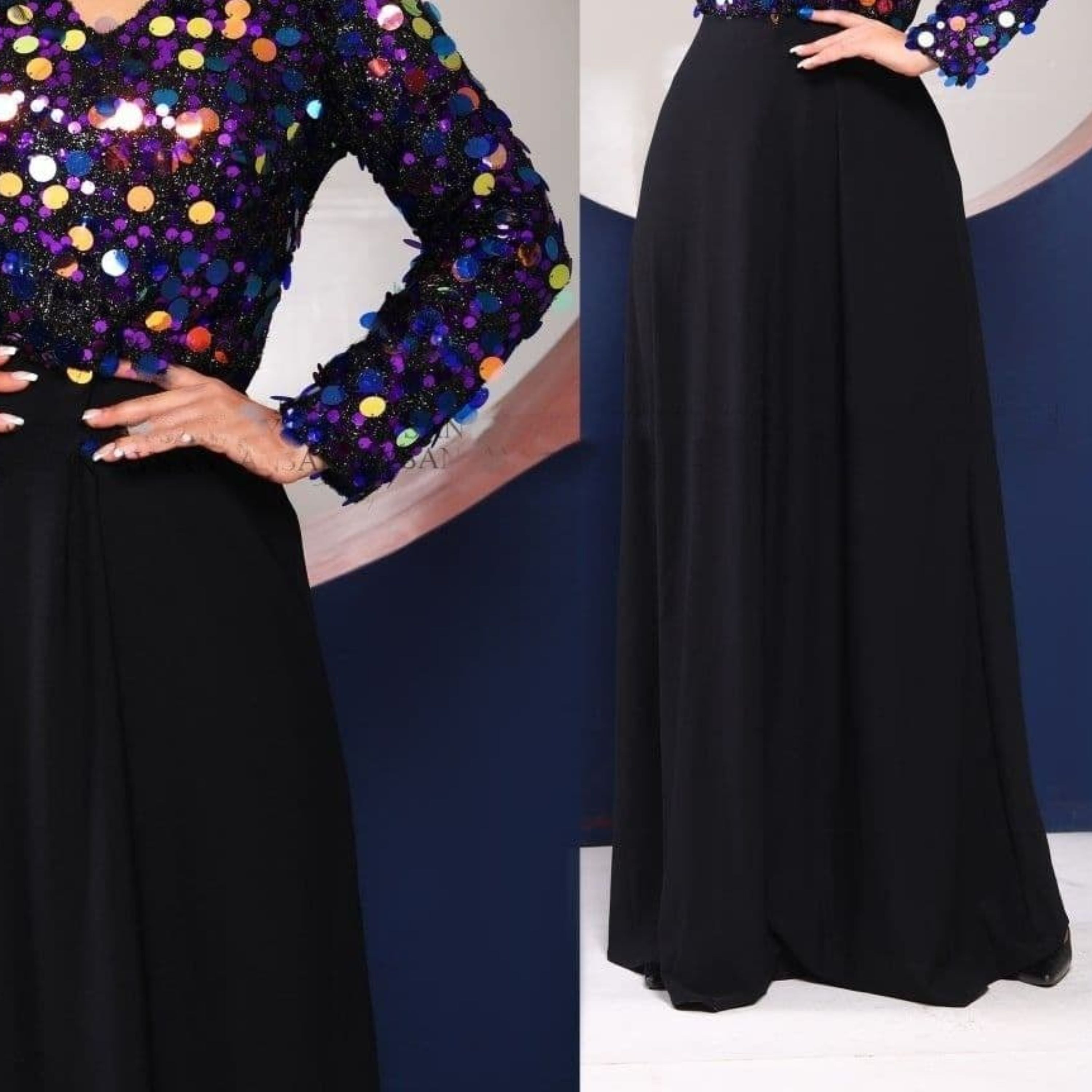 ماکسی مجلسی پولک و کرپ کش و آستر