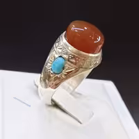 عقیق یمن سه کناره نگین حرزدار و شناسنامه دار