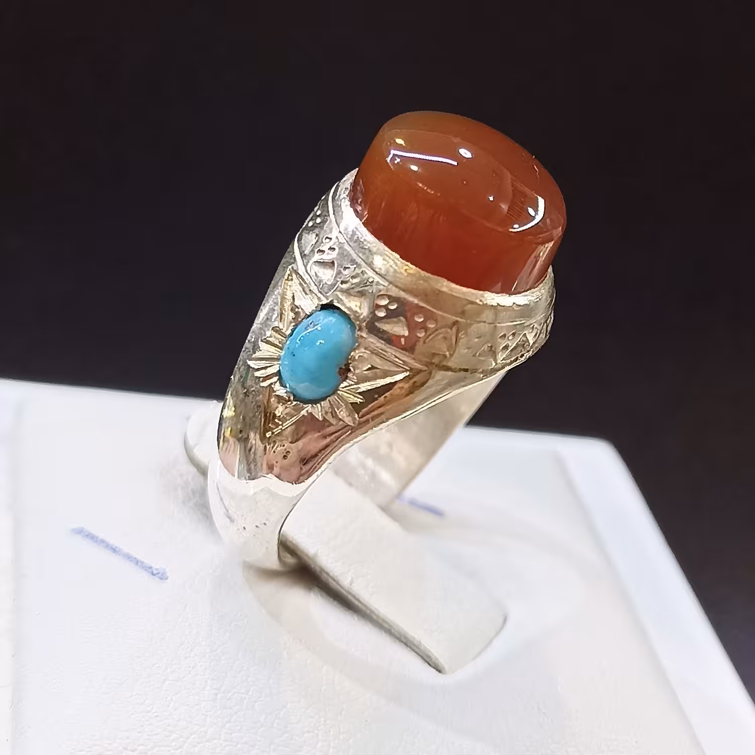 عقیق یمن سه کناره نگین حرزدار و شناسنامه دار