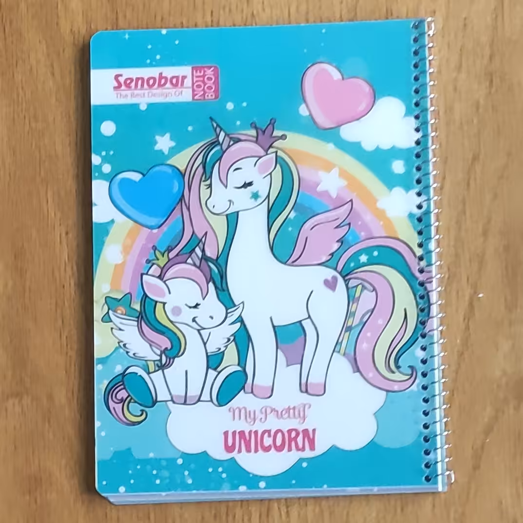 دفتر نقاشی  50 برگ سیمی جلد طلقی فانتزی طرح  یونی کورن تک شاخ