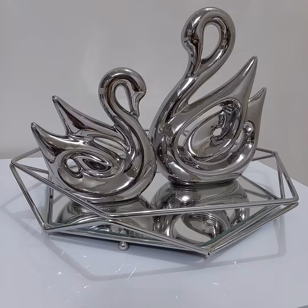 سینی شش ضلعی رنگ ثابت کف آیینه ای