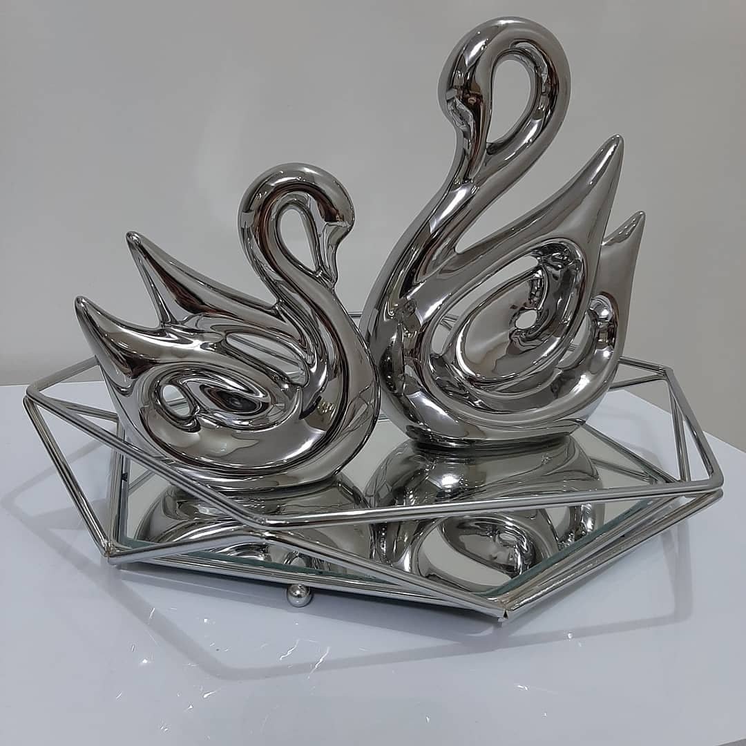 سینی شش ضلعی رنگ ثابت کف آیینه ای