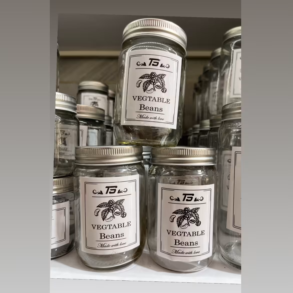 بانکه شیشه ای مجموعه سه عددی جا ادویه درب فلزی سایز 3