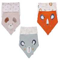 پیشبند دستمال گردنی نوزادی پشت حوله ای طرح حیوانات برجسته دو عددی papo