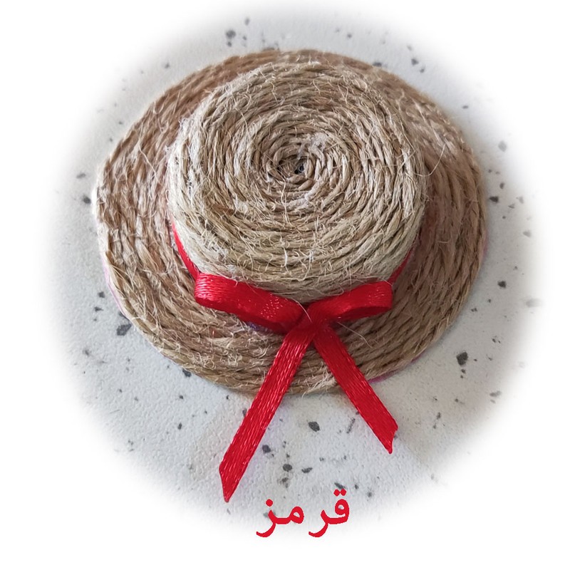مگنت یخچال کلاه حصیری کنفی روبان رنگ قرمز mk120