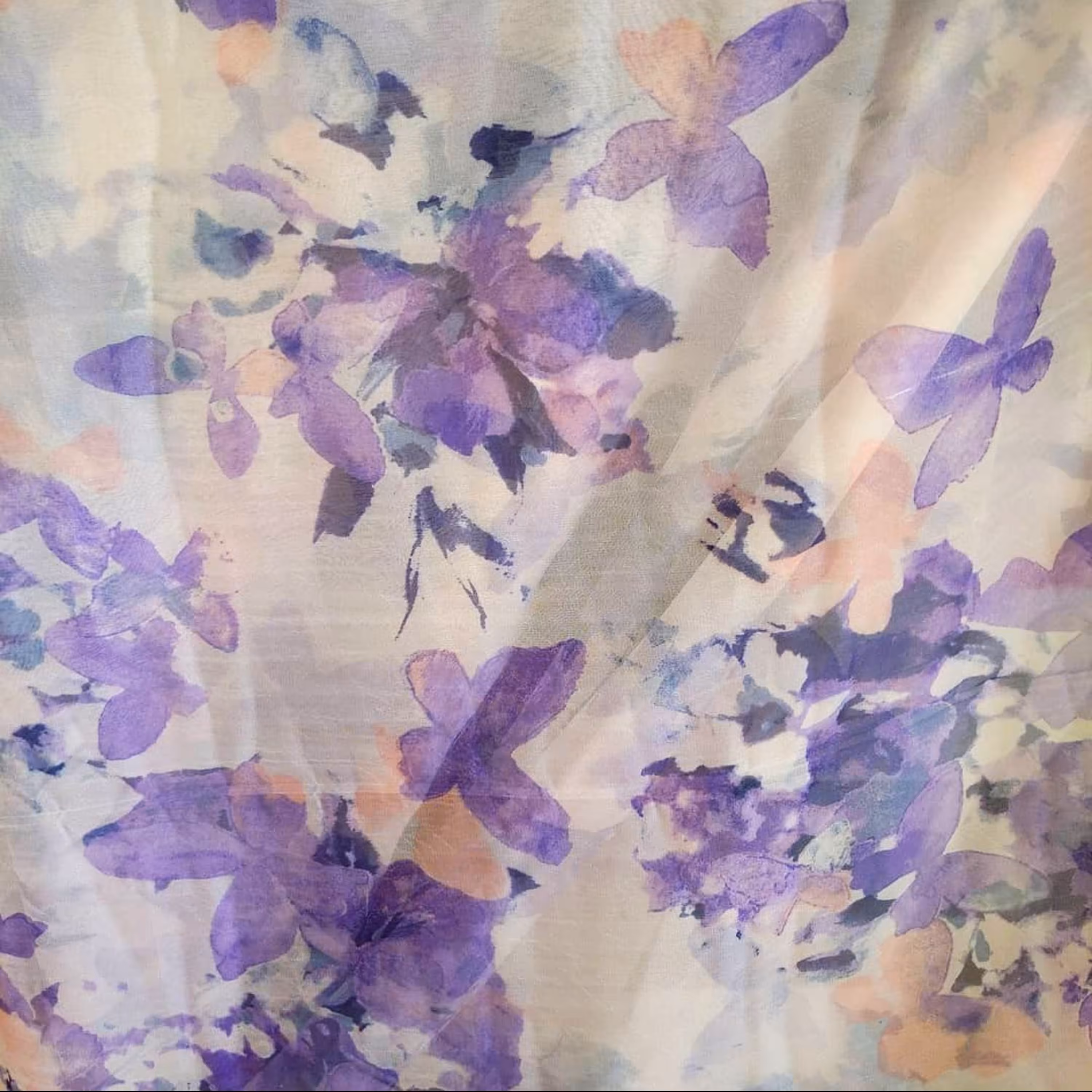 دو متر پارچه حریر  آبرنگی