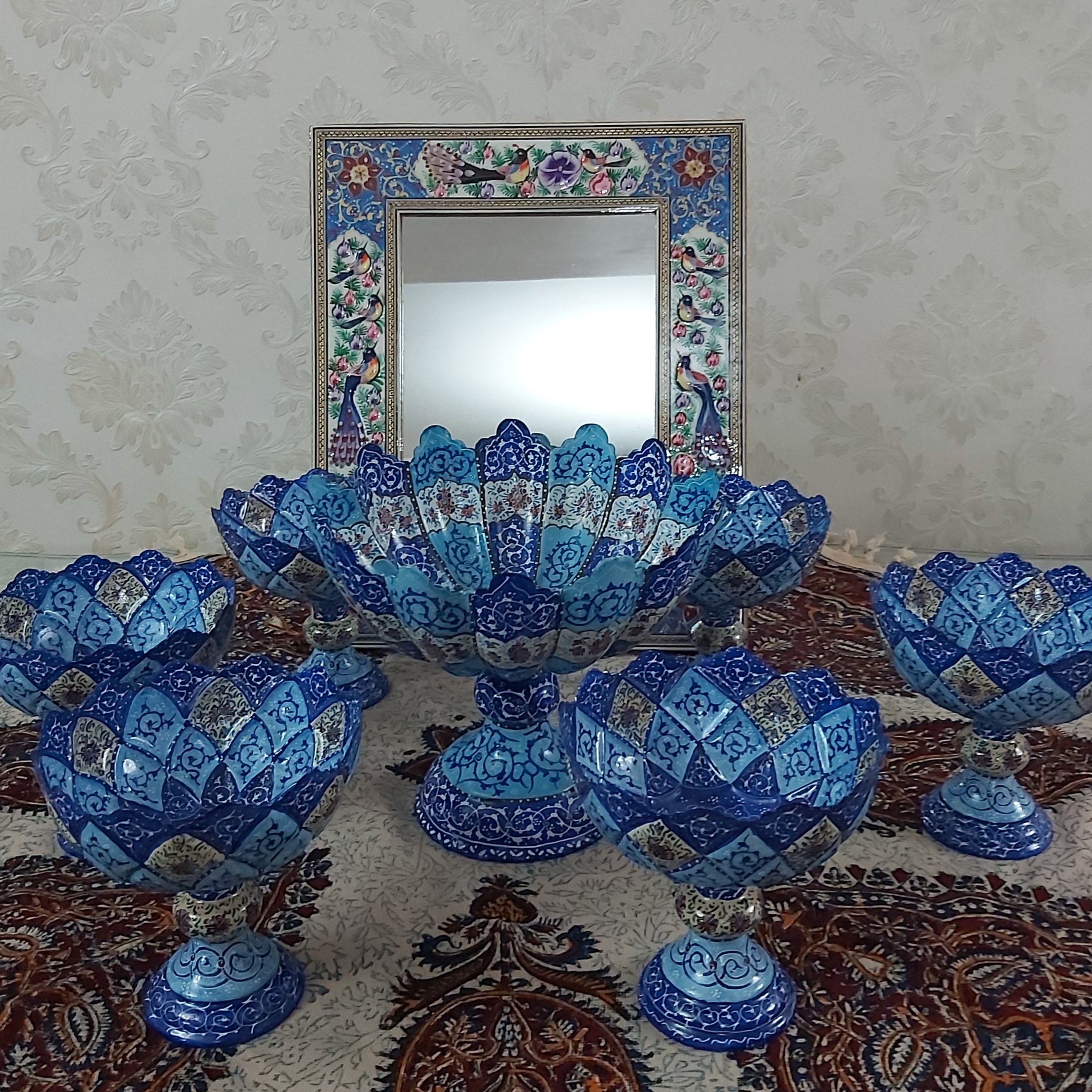 هفت سین میناکاری پایه دار(6عددی)(آجیل خوری)