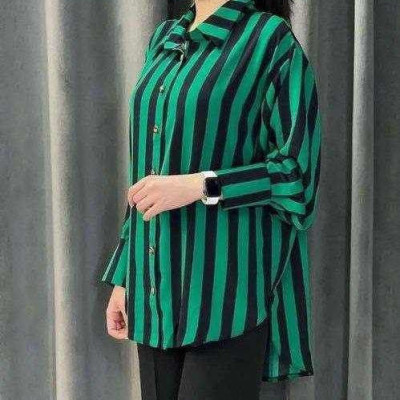 مانتو اسپرت زنانه نخی مدل راه راه