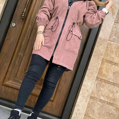 مانتو اسپرت زنانه مخمل کبریتی درشت مدل خورشید