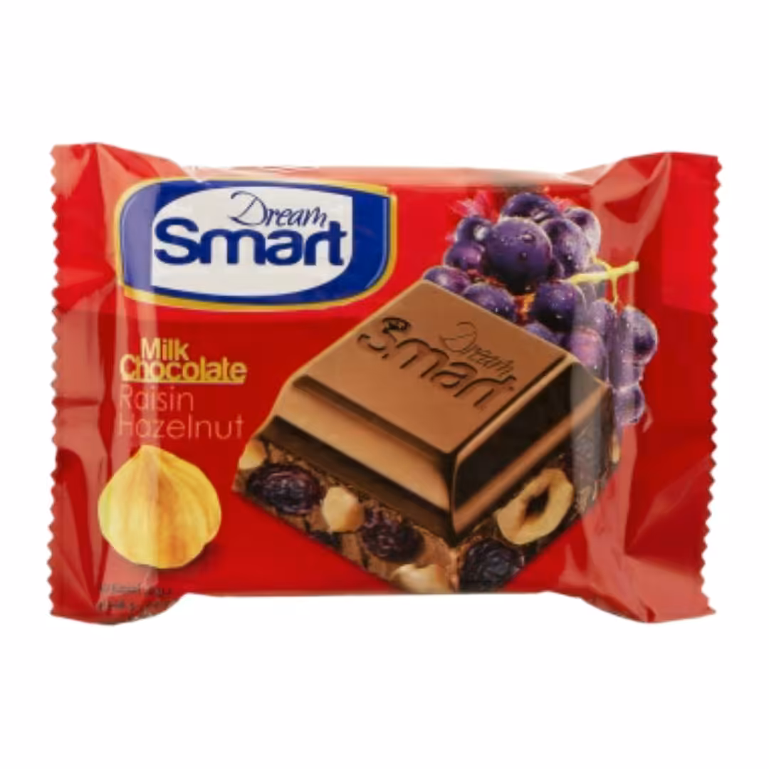 شکلات مغزدار فندق و کشمش دریم اسمارت شیرین عسل - 50 گرم بسته 8 عددی