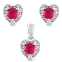 نیم ست نقره زنانه -مدل قلب نگینی- کد SHS-30