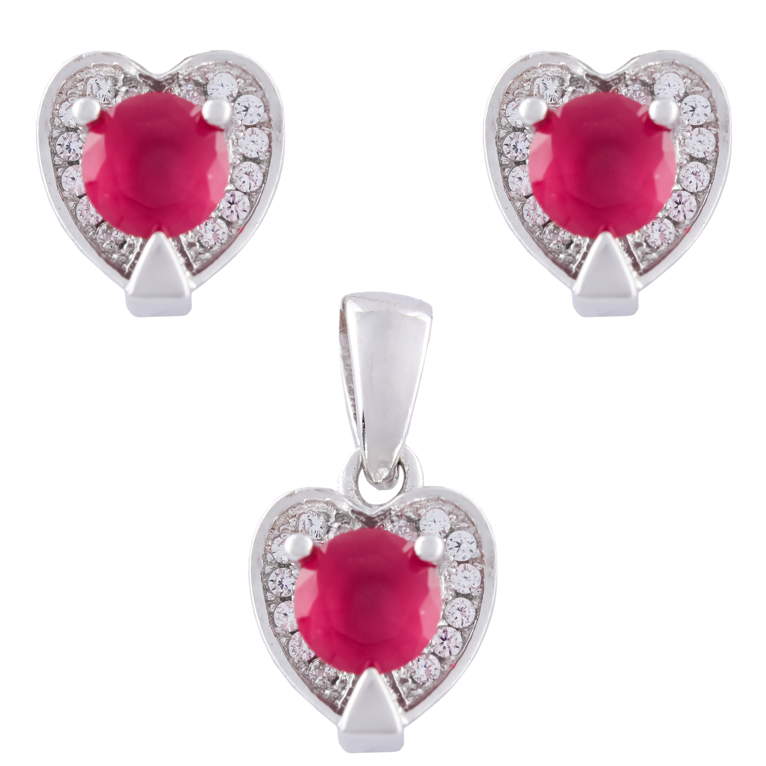 نیم ست نقره زنانه -مدل قلب نگینی- کد SHS-30