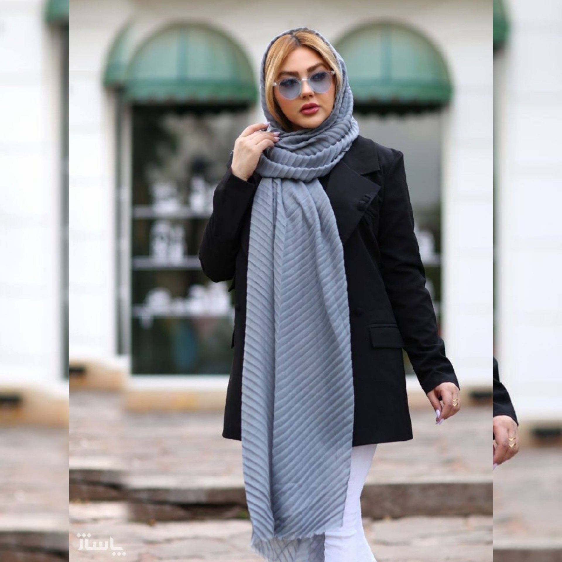 شال پلیسه طوسی زنانه