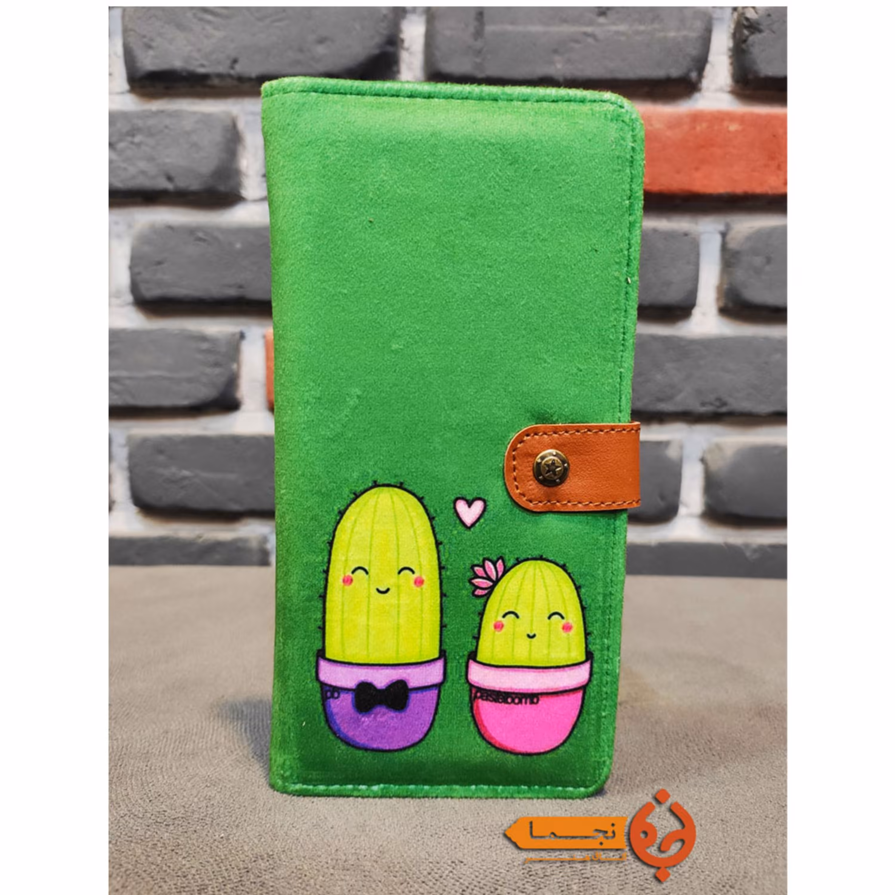 کیف پول پالتویی  مخمل کبریتی  طرح کاکتوس کد P01