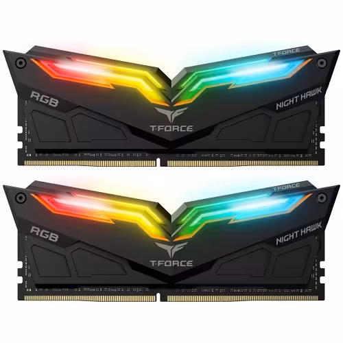 رم کامپیوتر DDR4 دو کاناله 3600 مگاهرتز CL18 تیم گروپ مدل NIGHT HAWK RGB ظرفیت 16 گیگابایت