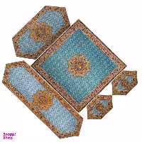 ست 5 تکه ابریشم ترمه عدل کشمیر طرح گل فرنگ g10