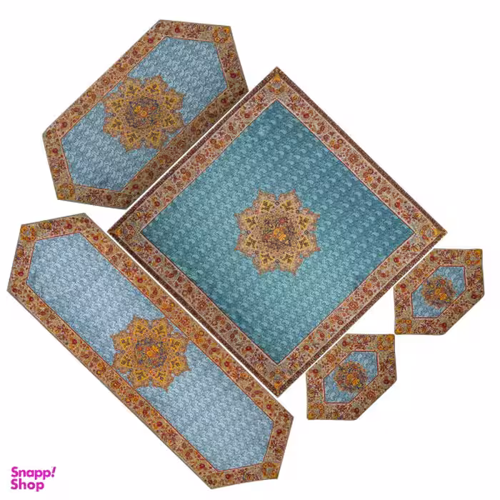 ست 5 تکه ابریشم ترمه عدل کشمیر طرح گل فرنگ g10