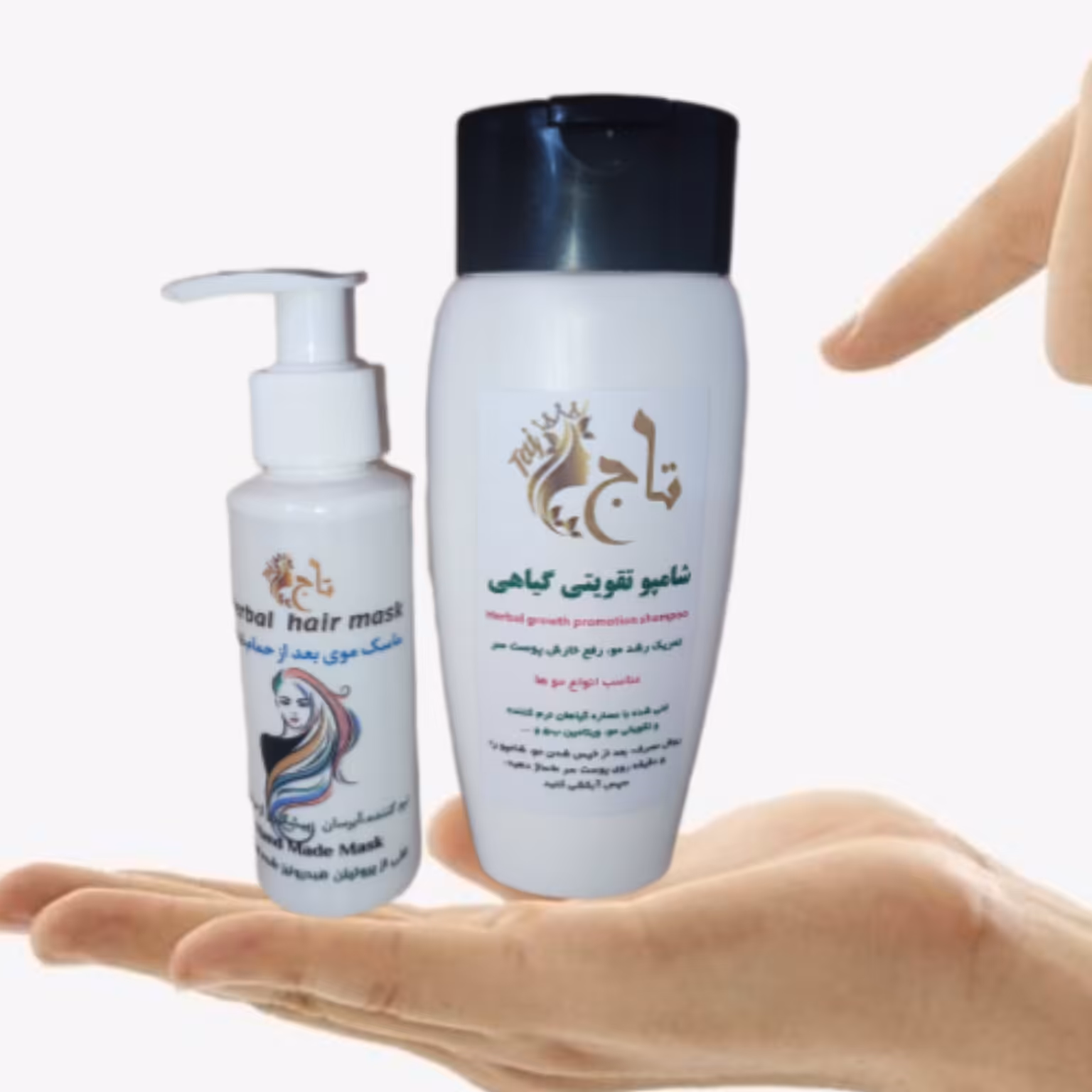 پک نرم و پُرپشت کننده مو طبیعی1 شامپو 7 گیاه تقویتی ضدموخوره و یک نرم کننده خارج از حمام 