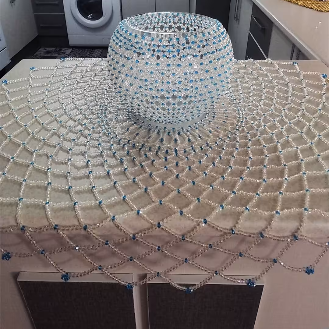 رومیزی طرح دایره با تنگ