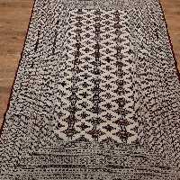 قالیچه دستبافت ترکمن طرح افغان، 3متری، چله ابریشم،ارسال رایگان