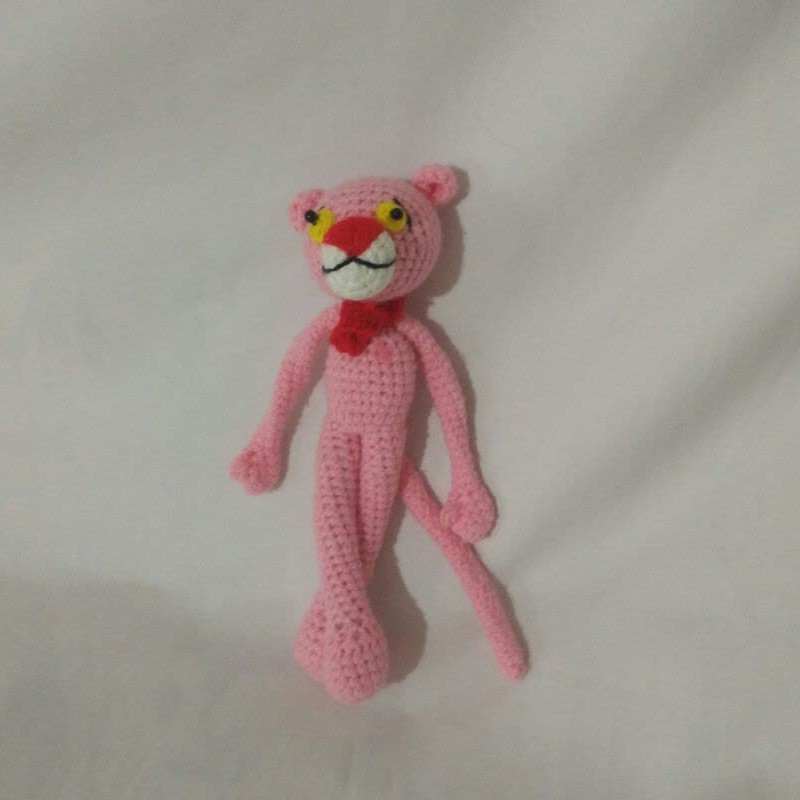 عروسک بافتنی پلنگ صورتی مناسب برای کودکان با کیفیت بالا