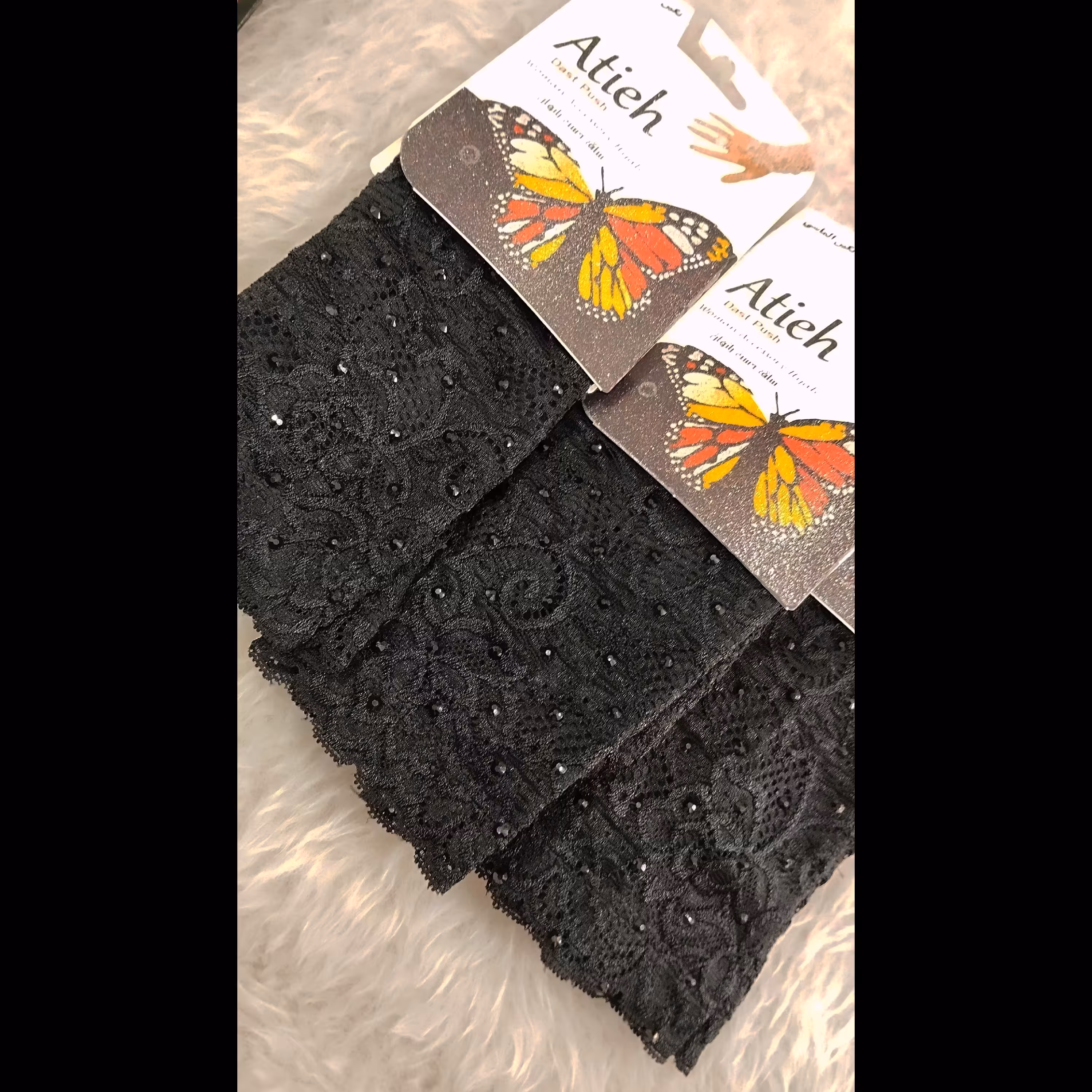 ساق دست گیپوری نگینی دولا مشکی 