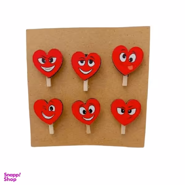 گیره عکس مدل قلب خندان بسته 6 عددی