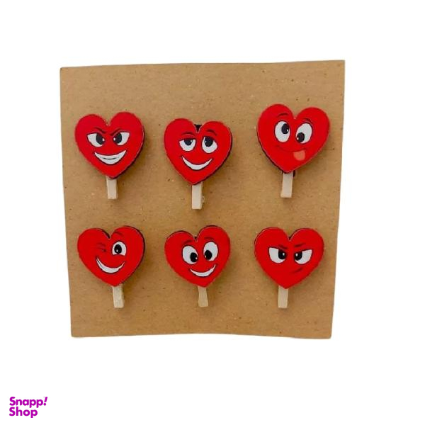 گیره عکس مدل قلب خندان بسته 6 عددی