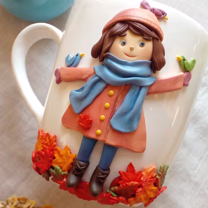 ماگ عروسکی دختر و پرنده