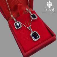 نیمست نقره(بازنجیر) نگین قرمز.آبی با عیار 925 و آبکاری طلاسفید