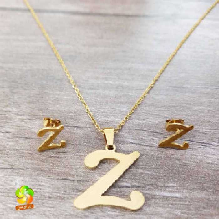 نیم ست حرف Z استیل طلایی