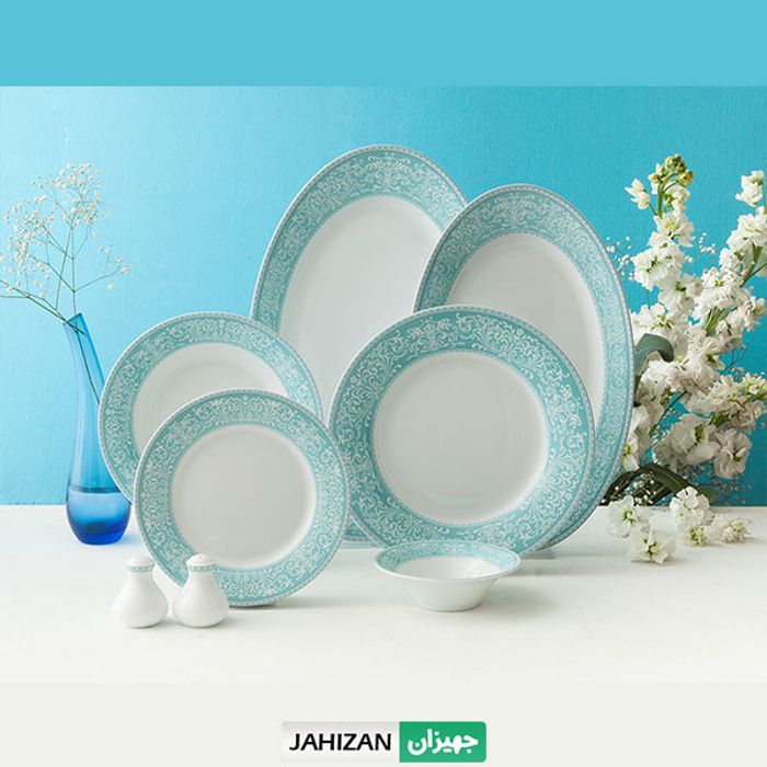 سرویس چینی زرین 35پارچه ورونا فیروزه سری شهرزاد