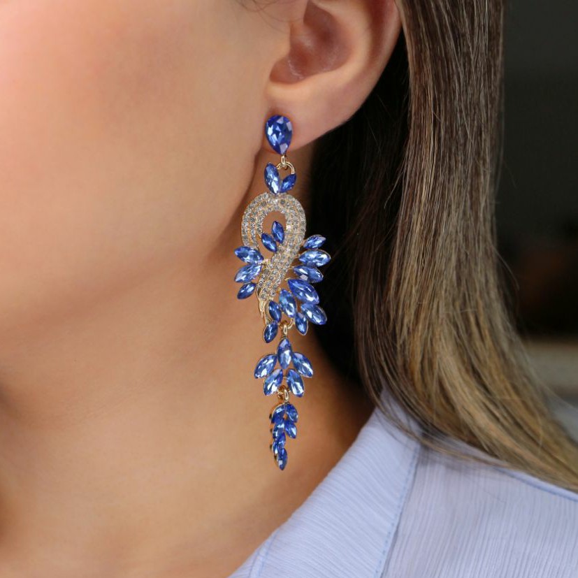گوشواره آبی جواهری