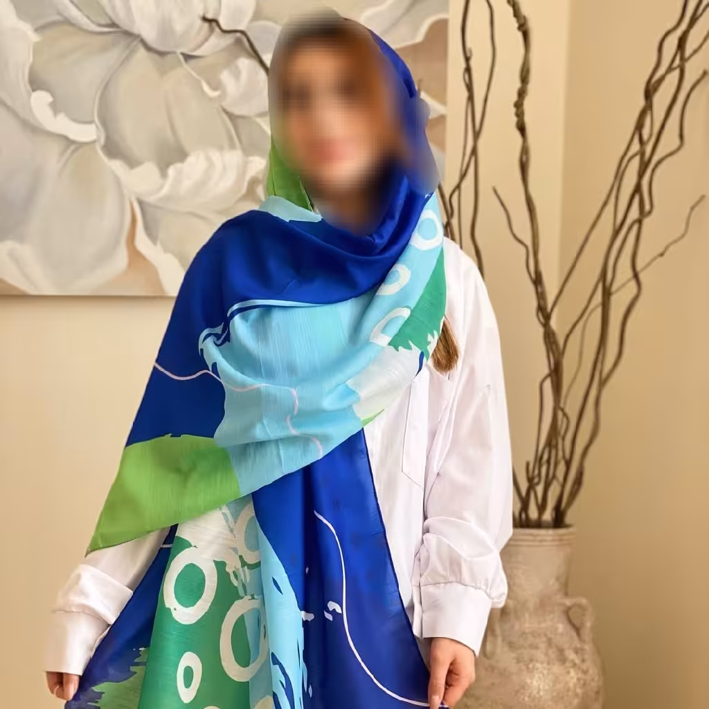 شال نخ اسلپ 4 فصل سبز آبی