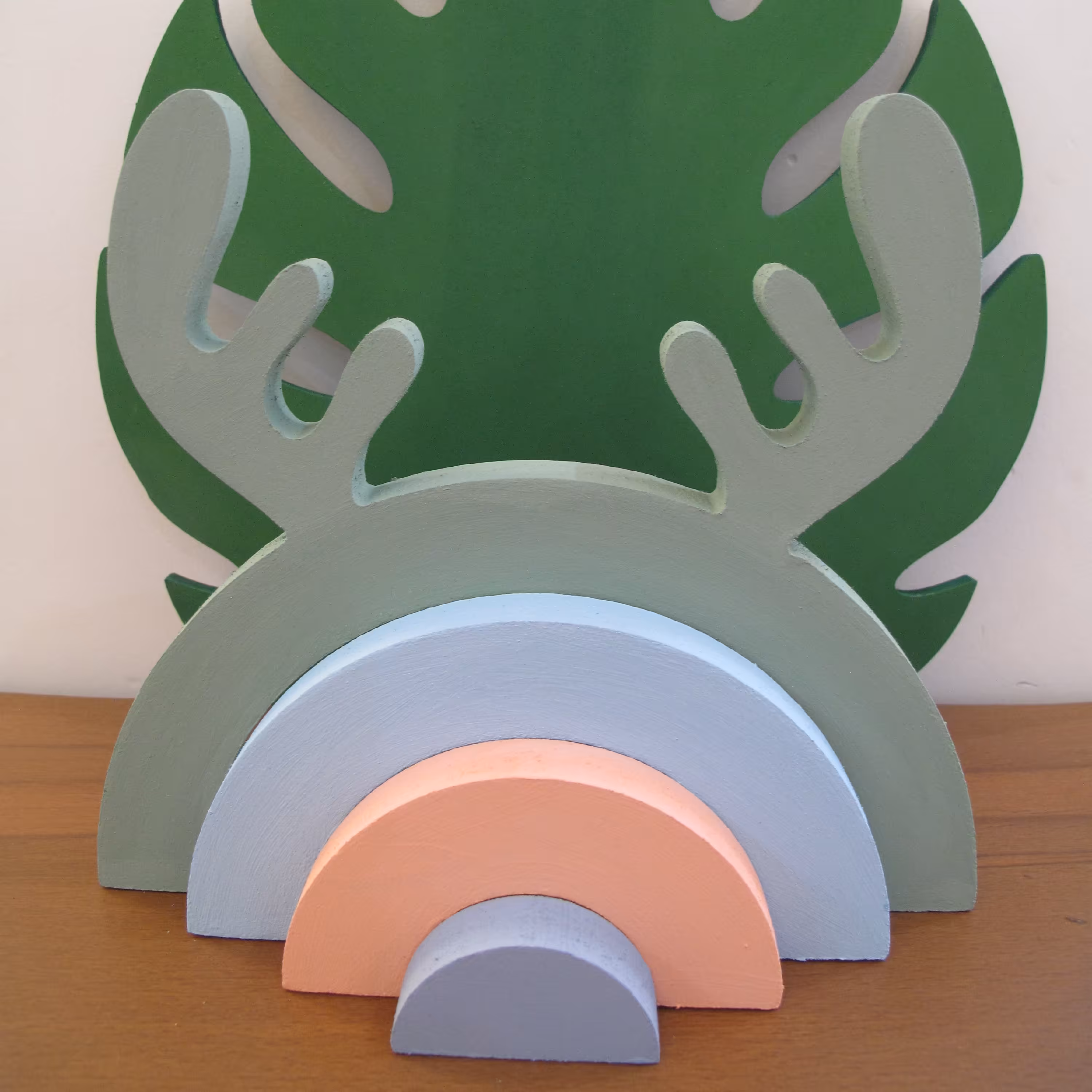 رنگین کمان چوبی حیوانات گوزن مناسب سیسمونی کودک اسباب بازی  رنگاچوب