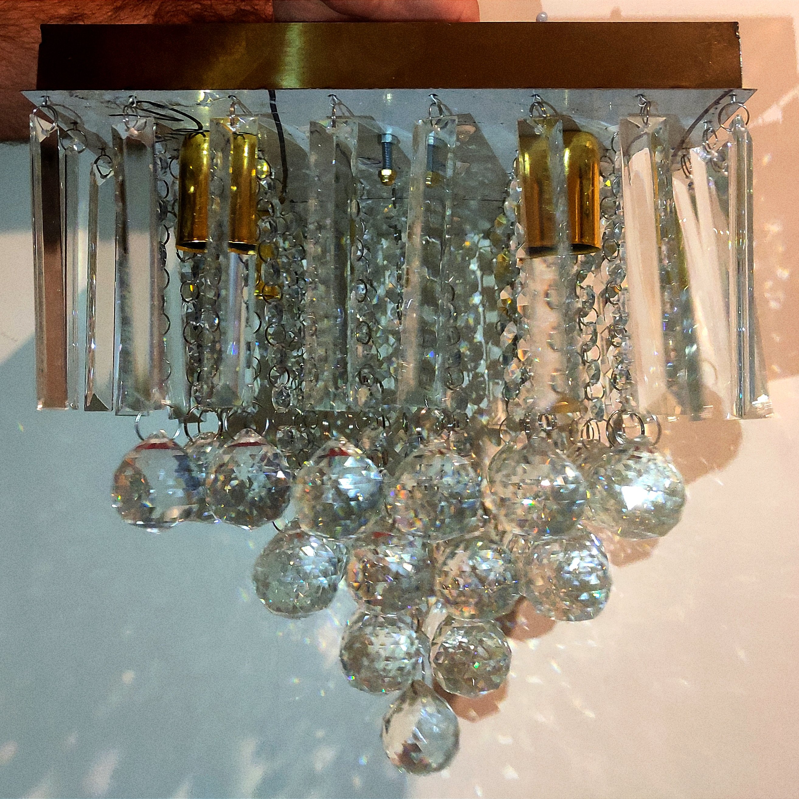 لوستر  صفحه LED کریستالی ریموت دار  سایز  30 در 30