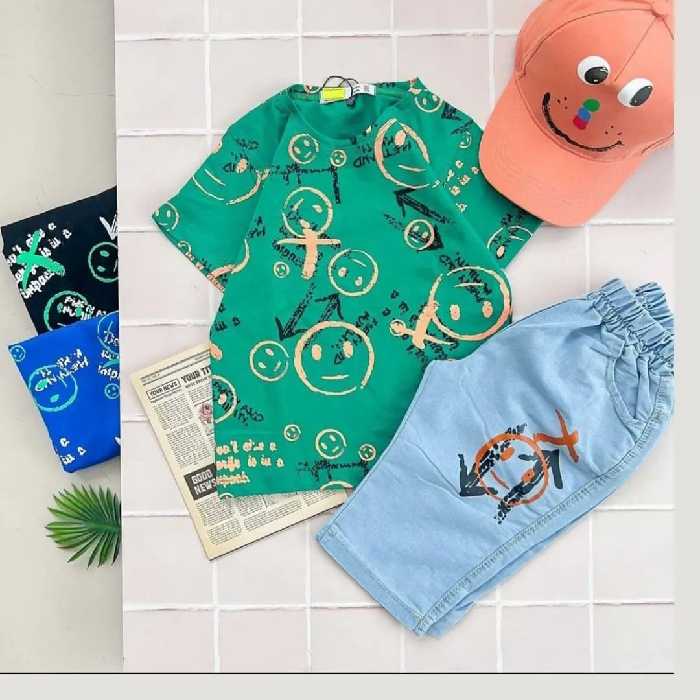 تیشرت شلوارک اسپرت .تیشرت نخ پنبه خنک .شلوار لی کمر کش.مناسب سن 2تا 10 سال 