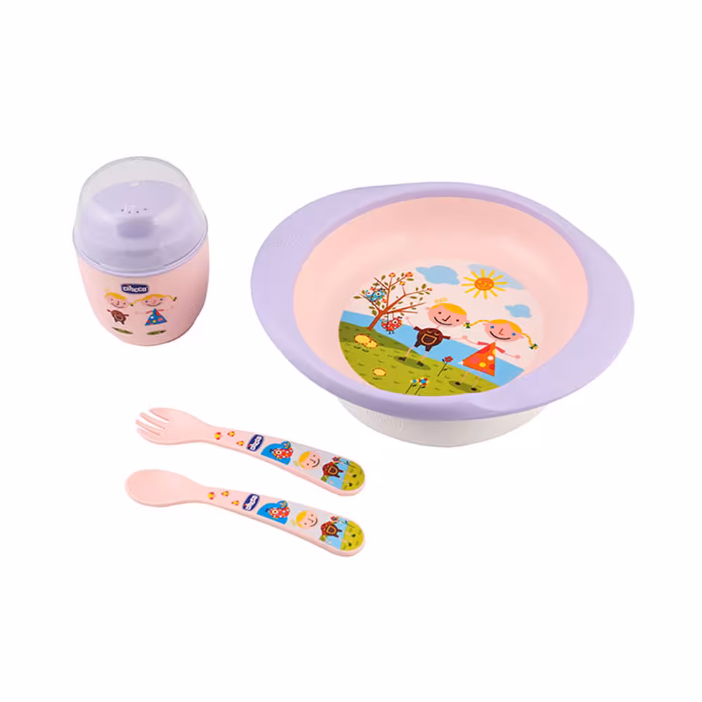 ست ظرف غذای کودک 4 تکه سیکو Cihcco طرح آدمک صورتی