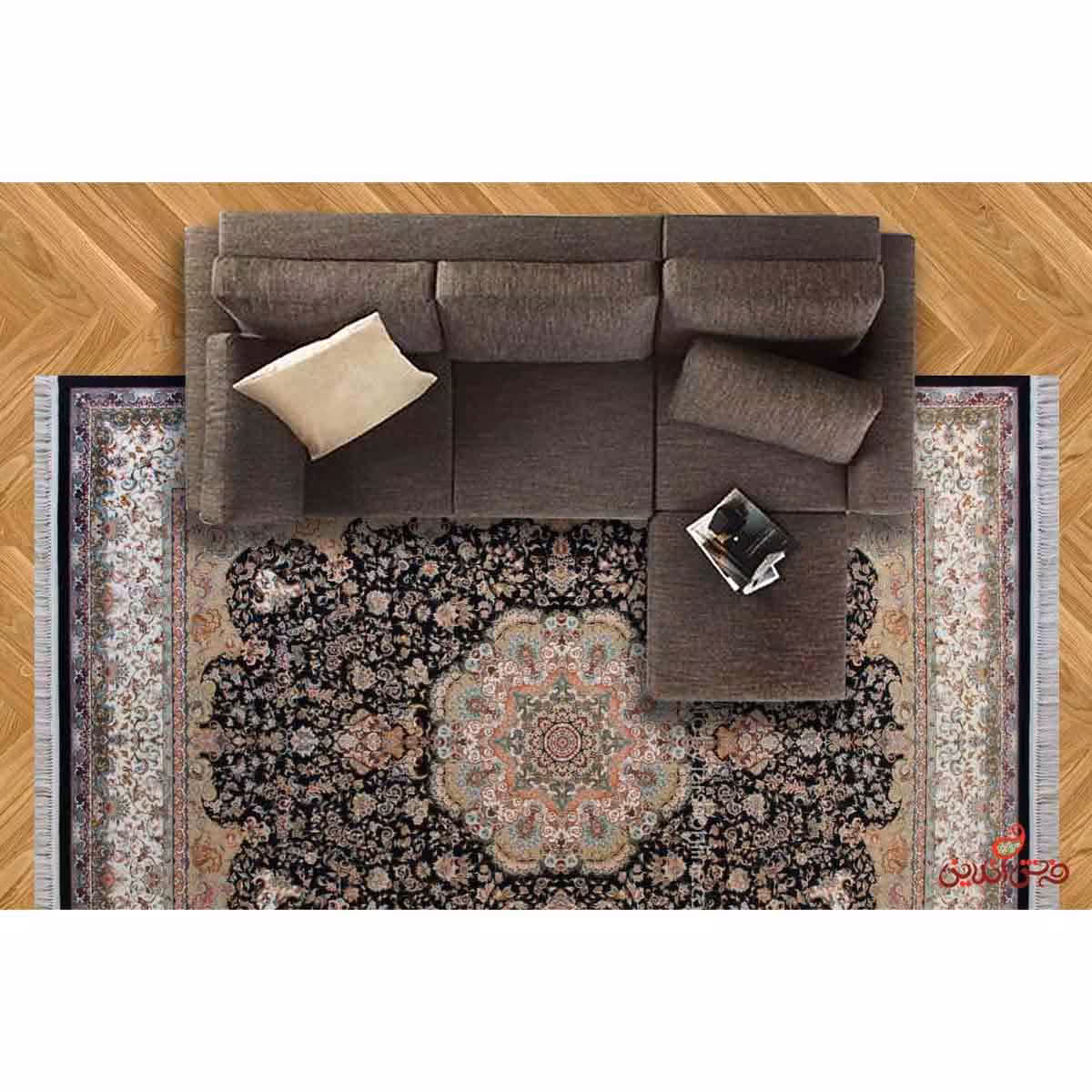 فرش پاتریس طرح سارگل سرمه ای