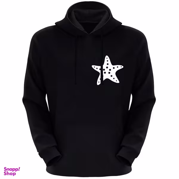 هودی زنانه طرح ستاره دریایی کد F49 رنگ مشکی