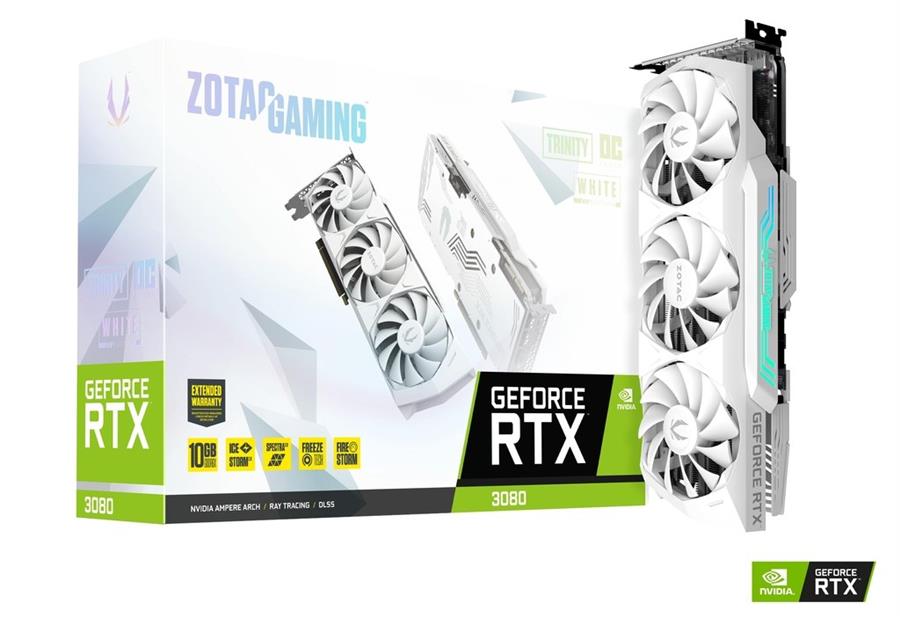 کارت گرافیک زوتک مدل GeForce RTX 3080 Trinity OC White Edition LHR حافظه 10 گیگابایت
