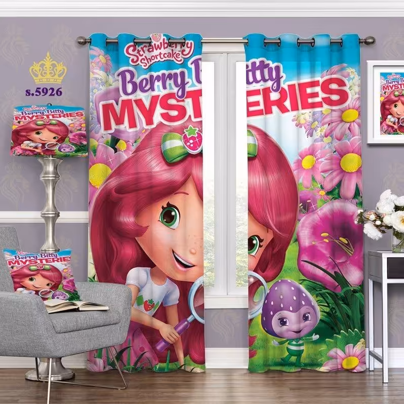 پرده اتاق خواب دخترانه دو قواره طرح کارتونی کد S5926