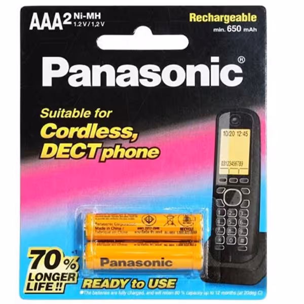 باتری نیم قلمی شارژی پاناسونیک درجه یک 650 میلی آمپر