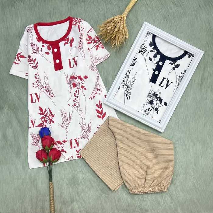 تیشرت شلوارک اسپرت  LV پنبه لاکرا ست خواهر برادری